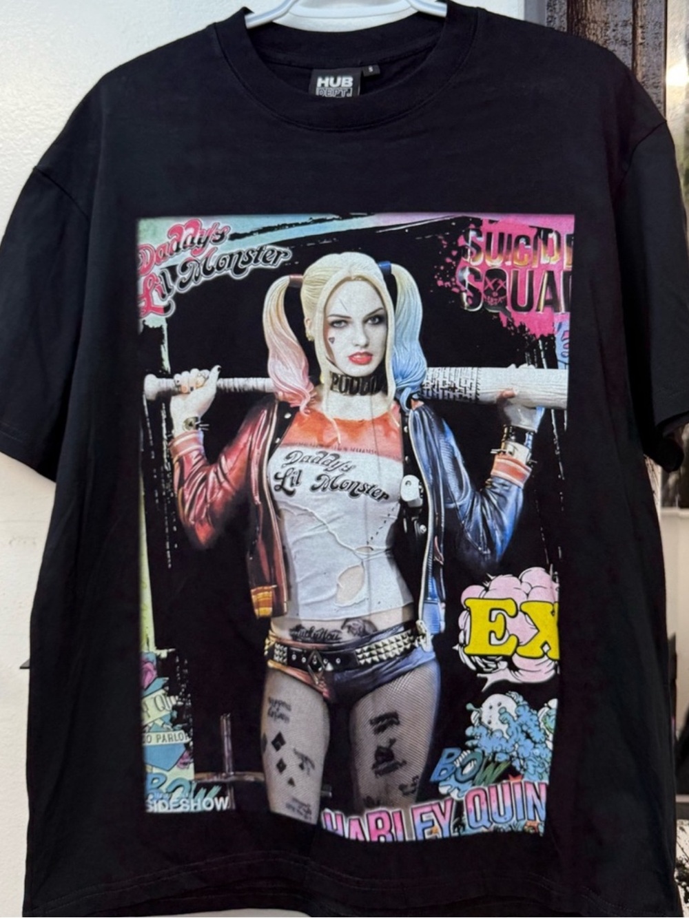 Harley Quinn DC comics big Graphic Tee on black shirt